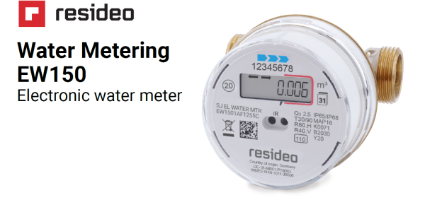Nuovi contatori EW150 per acqua sanitaria calda e fredda radio  integrato di Resideo